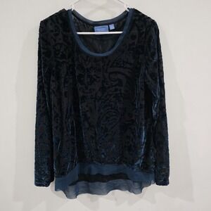 Womens‎ Velvet Burnout Top Size XL Floral Iradescent Fairy Whimsigoth